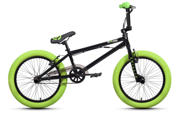 CHILLIZ BMX Freestyle 20 Zoll XB.01 schwarz-grün Kinder Erwachsene V-Brake 360° Rotor