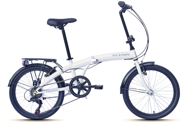WYNN Faltrad 20 Zoll FOLD1.0 weiß Rahmenhöhe 27 cm Damen Herren Klapprad 6 Gänge V-Brake