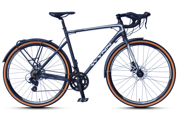 WYNN Gravelbike 28 Zoll GRL1.1 grau Rahmenhöhe 60 cm Damen Herren 14 Gänge Gepäckträger Schutzbleche