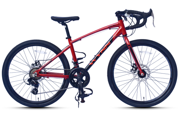 WYNN Kinderrad Gravelbike 24 Zoll GRL2.1 rot Rahmenhöhe 36 cm 14 Gänge mech. Scheibenbremse