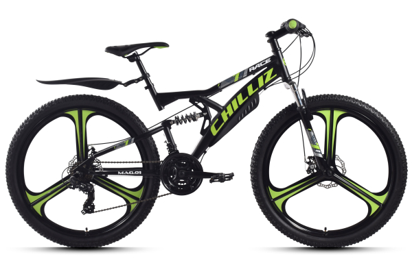 CHILLIZ Mountainbike Fully 26 Zoll MAG.01 schwarz-grün Rahmenhöhe 42 cm 21 Gänge Mag wheel mech. Scheibenbremse