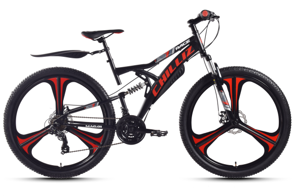 CHILLIZ Mountainbike Fully 27,5 Zoll MAG.01 schwarz-rot Rahmenhöhe 46 cm 21 Gänge Mag wheel mech. Scheibenbremse