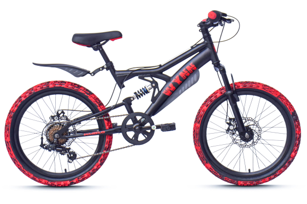 WYNN Mountainbike 20 Zoll KMB1.0 schwarz-rot 7 Gänge mech. Scheibenbremse