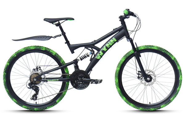 WYNN Mountainbike 24 Zoll KMB1.0 schwarz-grün 21 Gänge mech. Scheibenbremse