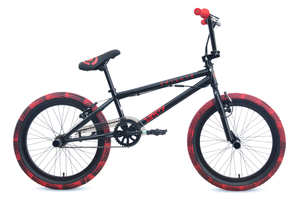 CHILLIZ BMX Freestyle 20 Zoll XB.02 schwarz-rot Kinder Erwachsene V-Brake 360° Rotor
