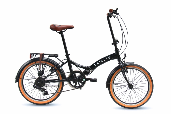 CHILLIZ Faltrad 20 Zoll FLD.01 schwarz Rahmenhöhe 33 cm Damen Herren Klapprad 6 Gänge V-Brake