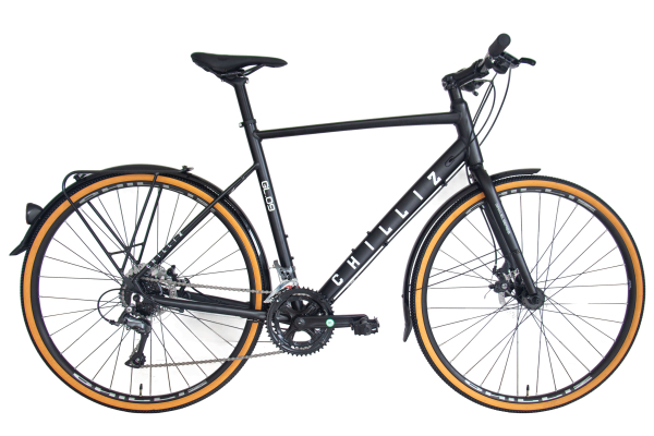 CHILLIZ Gravelbike 28 Zoll GL.09 schwarz-matt Rahmenhöhe 54 cm Damen Herren 16 Gänge mech. Scheibenbremse Schutzbleche