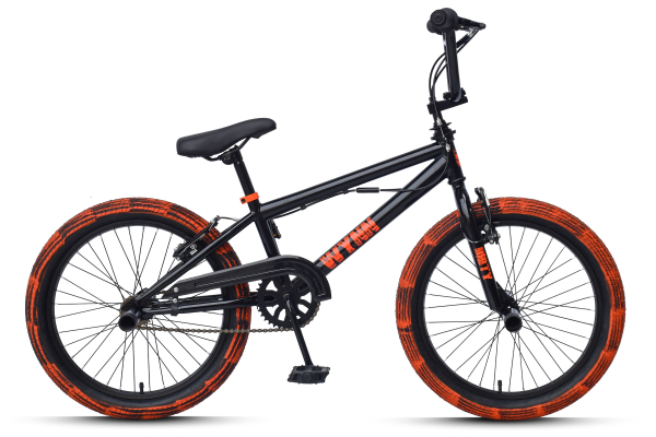 WYNN BMX Freestyle 20 Zoll DIRTY schwarz-orange Rahmenhöhe 28 cm Kinder Erwachsene V-Brake